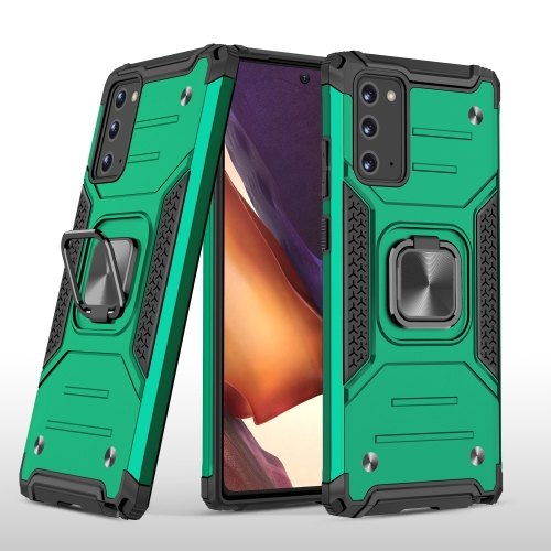 

For Samsung Galaxy Note20 Magnetic Armor Shockproof TPU + PC Case with Metal Ring Holder(Dark Green)