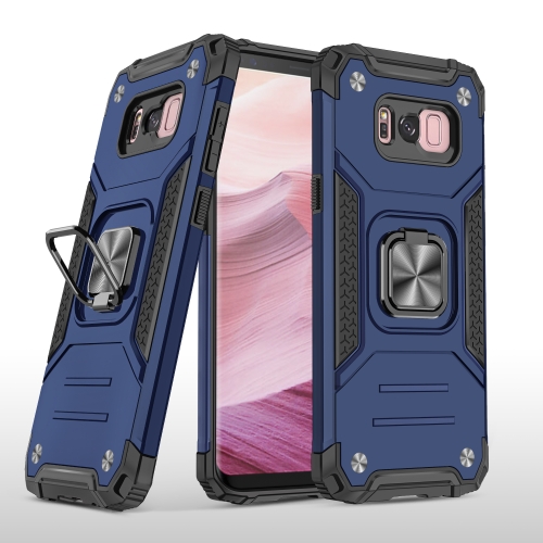 

For Samsung Galaxy S8+ Magnetic Armor Shockproof TPU + PC Case with Metal Ring Holder(Blue)