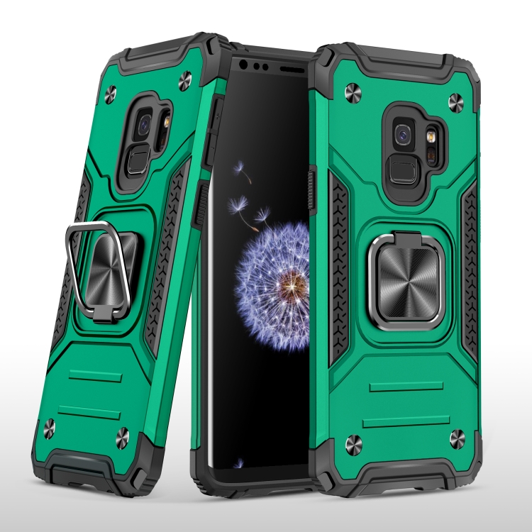 

For Samsung Galaxy S9 Magnetic Armor Shockproof TPU + PC Case with Metal Ring Holder(Dark Green)