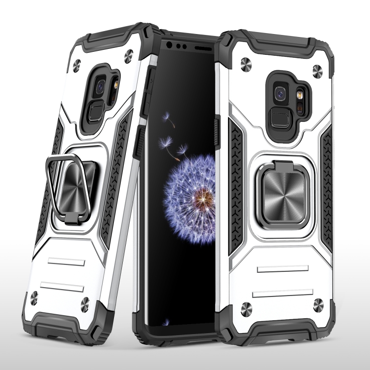 

For Samsung Galaxy S9 Magnetic Armor Shockproof TPU + PC Case with Metal Ring Holder(Silver)