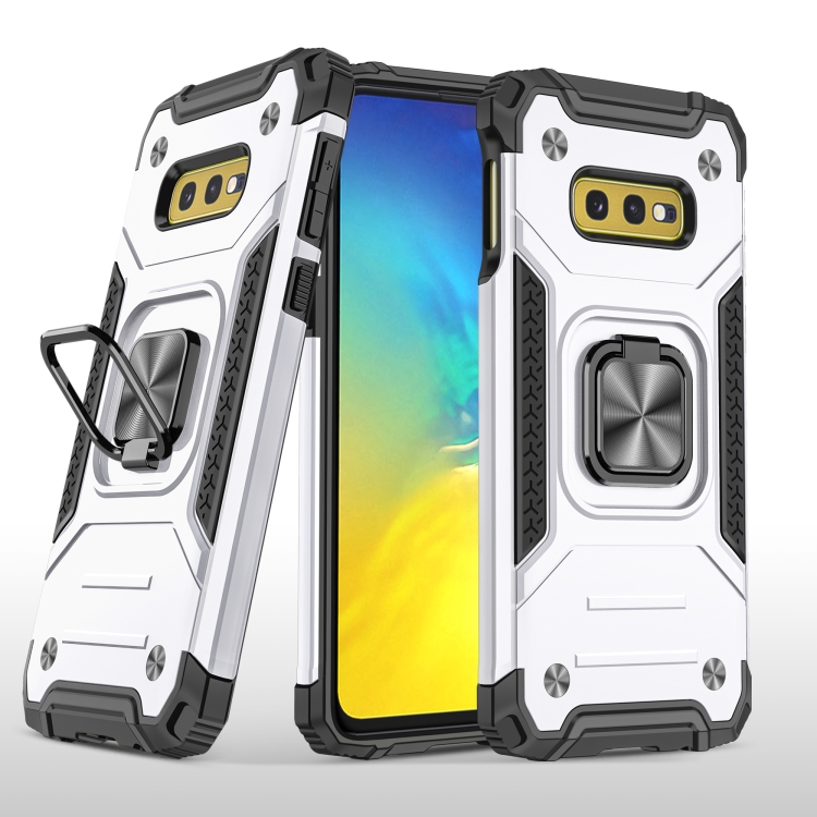 

For Samsung Galaxy S10e Magnetic Armor Shockproof TPU + PC Case with Metal Ring Holder(Silver)