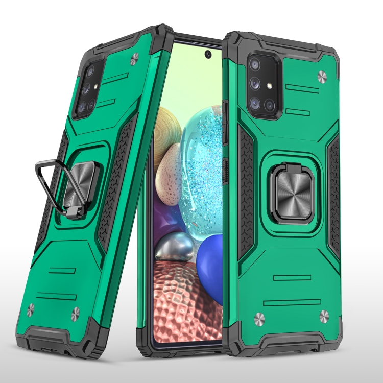 

For Samsung Galaxy A71 5G Magnetic Armor Shockproof TPU + PC Case with Metal Ring Holder(Dark Green)