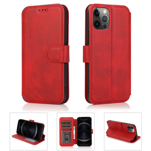 

Shockproof PU + TPU Leather Case with Card Slots & Holder & Photo Frame & Wallet For iPhone 12 / 12 Pro(Red)