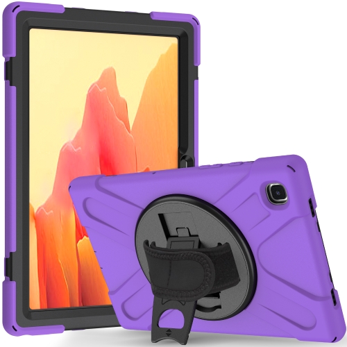 

For Samsung Galaxy Tab A7 (2020) T500/T505 360 Degree Rotation PC + Silicone Protective Case with Holder & Hand-strap(Purple)