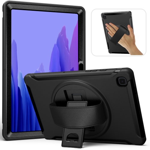

For Samsung Galaxy Tab A7 (2020) T500/T505 360 Degree Rotation PC + TPU Protective Case with Holder & Hand-strap & Pen Slot(Black)