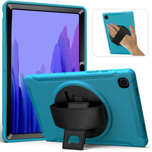 

For Samsung Galaxy Tab A7 (2020) T500/T505 360 Degree Rotation PC + TPU Protective Case with Holder & Hand-strap & Pen Slot(Light Blue)
