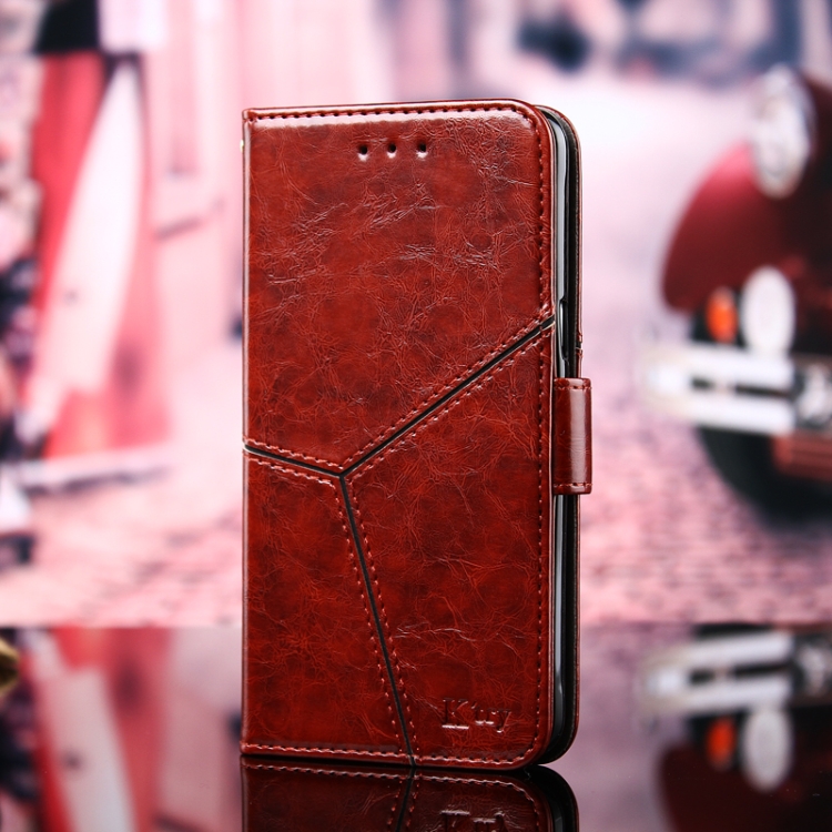 

For OnePlus Nord Geometric Stitching Horizontal Flip TPU + PU Leather Case with Holder & Card Slots & Wallet(Dark Brown)