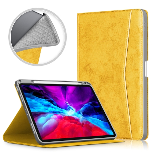 

Marble Cloth Texture Horizontal Flip TPU + PU Leather Case with Holder & Card Slot & Sleep / Wake-up Function For iPad Air (2020) 10.9(Yellow)