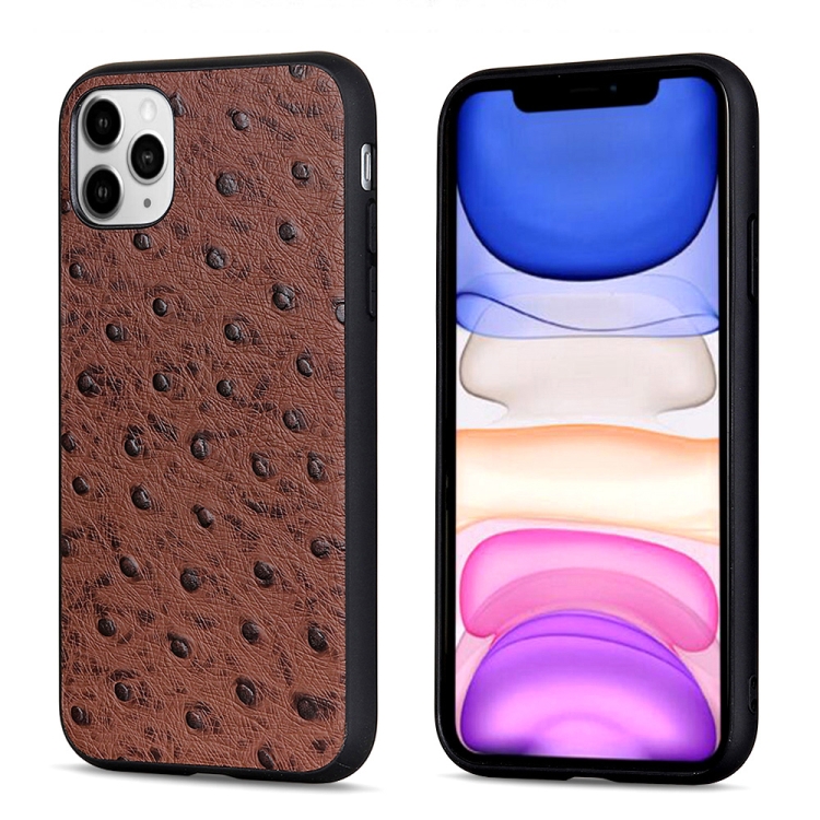 

Ostrich Texture Genuine Leather Protective Case For iPhone 12 Pro Max(Brown)