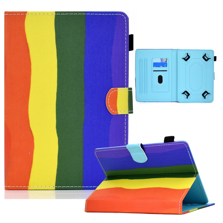 

For 7 inch Tablet PC Coloured Drawing Pattern Horizontal Flip Leather Case with Card Slots & Holder & Anti-skid Strip(Rainbow)