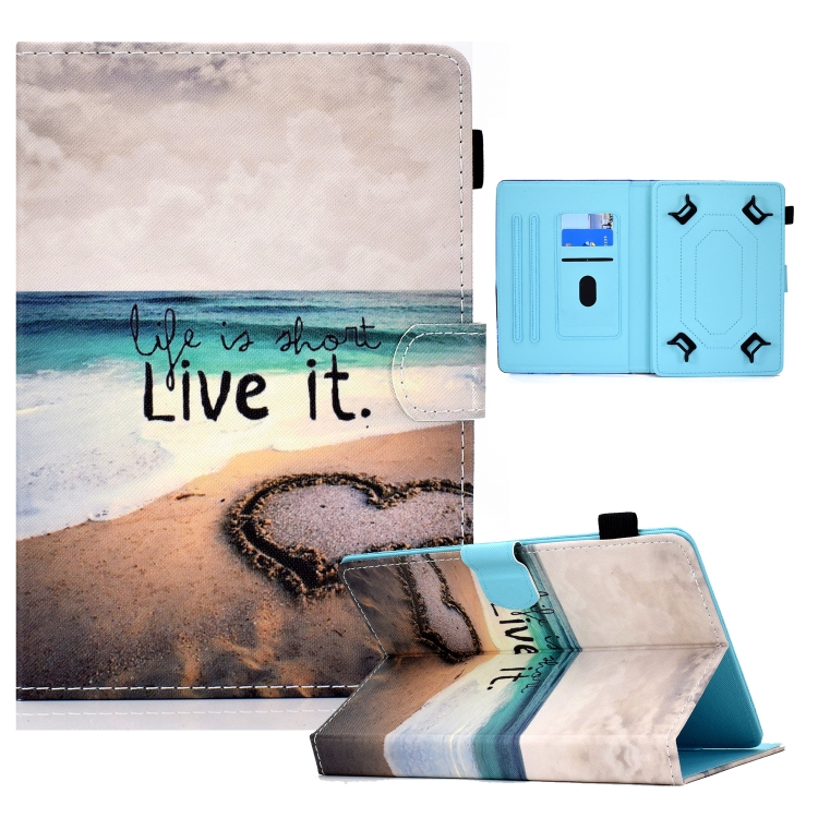 

For 10 inch Tablet PC Coloured Drawing Pattern Horizontal Flip Leather Case with Card Slots & Holder & Anti-skid Strip(Love Heart)