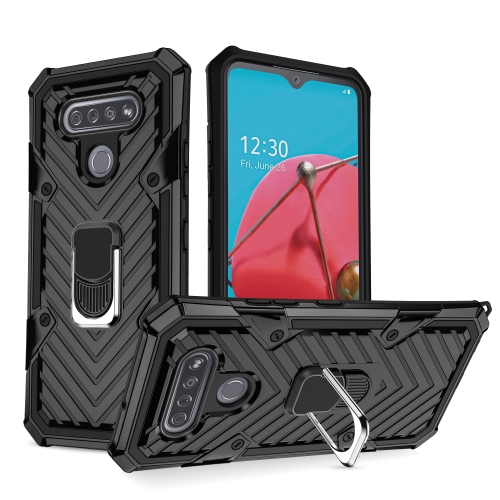 

For LG K51 Cool Armor PC + TPU Shockproof Case with 360 Degree Rotation Ring Holder(Black)