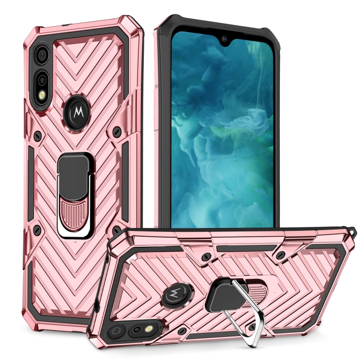 

For Motorola Moto E7 / E (2020) Cool Armor PC + TPU Shockproof Case with 360 Degree Rotation Ring Holder(Rose Gold)