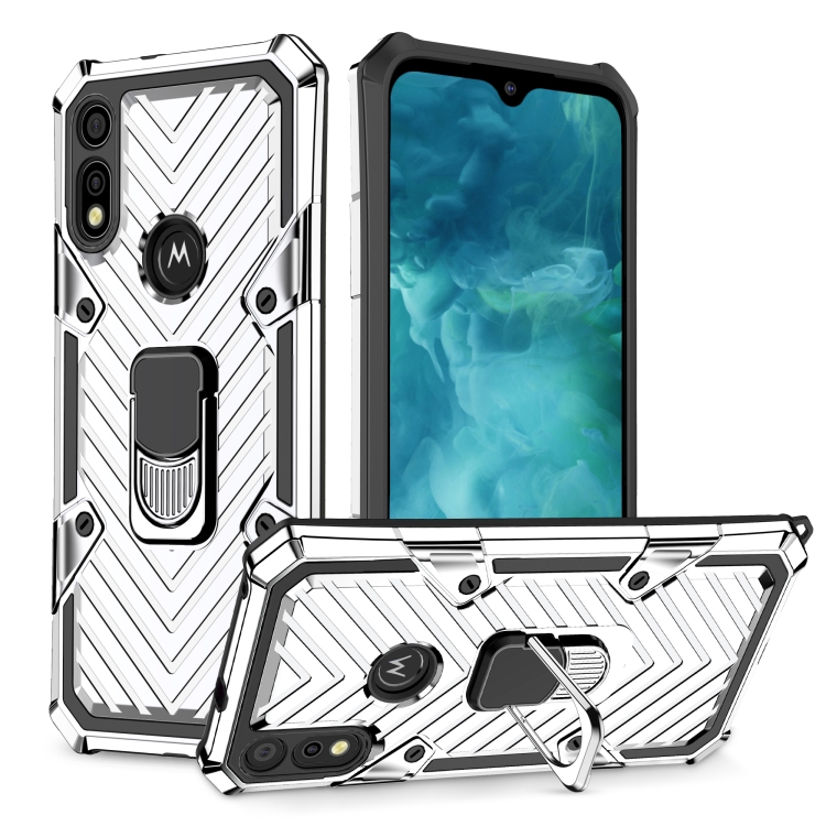 

For Motorola Moto E7 / E (2020) Cool Armor PC + TPU Shockproof Case with 360 Degree Rotation Ring Holder(Silver)