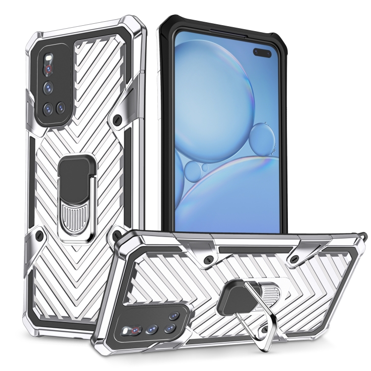 

For Vivo V19 Cool Armor PC + TPU Shockproof Case with 360 Degree Rotation Ring Holder(Silver)