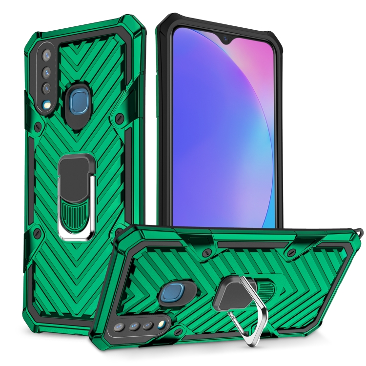 

For Vivo Y17 Cool Armor PC + TPU Shockproof Case with 360 Degree Rotation Ring Holder(Dark Green)