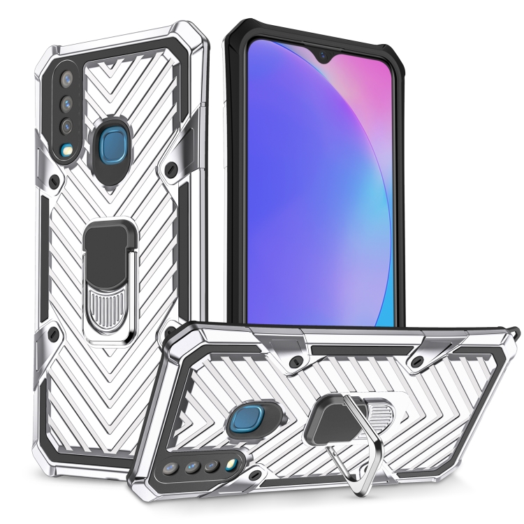 

For Vivo Y17 Cool Armor PC + TPU Shockproof Case with 360 Degree Rotation Ring Holder(Silver)