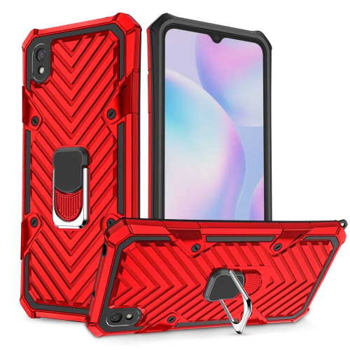 

For Xiaomi Redmi 9A Cool Armor PC + TPU Shockproof Case with 360 Degree Rotation Ring Holder(Red)