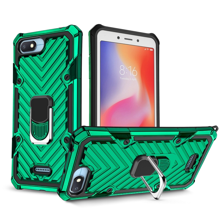 

For Xiaomi Redmi 6A Cool Armor PC + TPU Shockproof Case with 360 Degree Rotation Ring Holder(Dark Green)