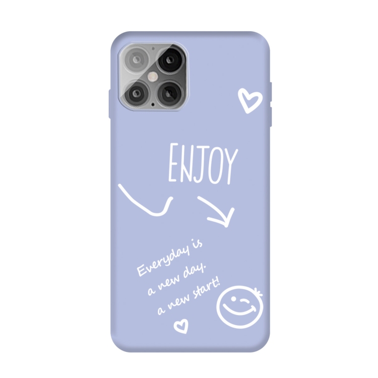 

Enjoy Smiley Heart Pattern Shockproof TPU Case For iPhone 12 / 12 Pro(Light Purple)