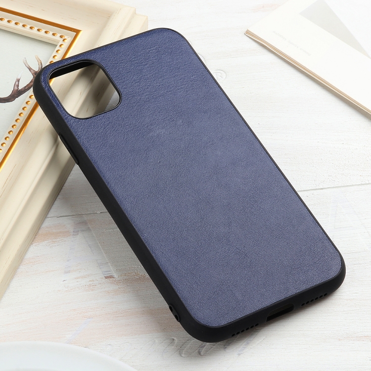 

Turtle Crack Texture Genuine Leather Protective Case For iPhone 11(Blue)