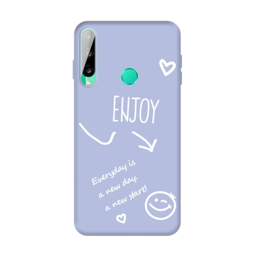 

For Huawei Y6p (2020) Enjoy Smiley Heart Pattern Shockproof TPU Case(Light Purple)