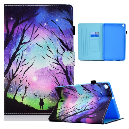 

For Samsung Galaxy Tab A10.1 (2019) T510 Colored Drawing Horizontal Flip Leather Case with Holder & Card Slots(Starry Deer)