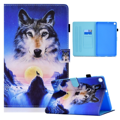 

For Samsung Galaxy Tab A10.1 (2019) T510 Colored Drawing Horizontal Flip Leather Case with Holder & Card Slots(Wolf)