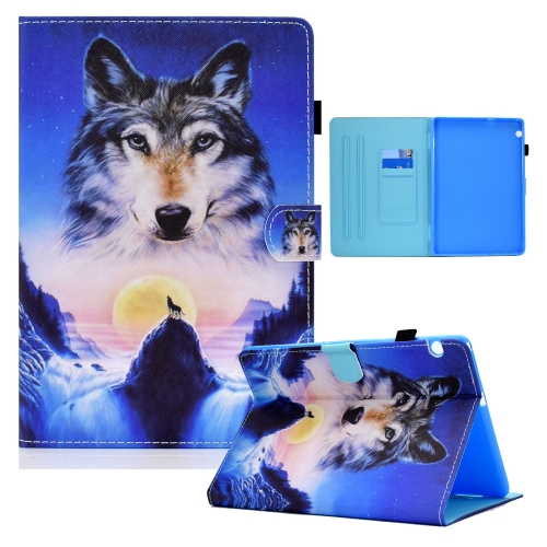 

For Huawei MediaPad T5 10 Colored Drawing Horizontal Flip Leather Case with Holder & Card Slots(Wolf)
