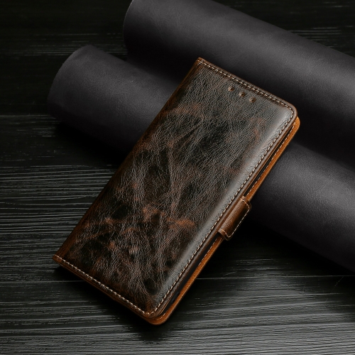 

For OPPO F17 / A73 Knead Pattern Texture Side Buckle Horizontal Flip Leather Case with Holder & Card Slots(Brown)
