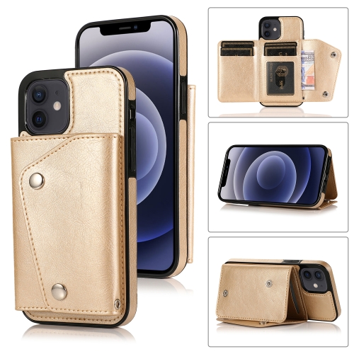 

Shockproof PU + TPU Leather Case with Card Slots & Holder & Photo Frame & Wallet & Lanyard For iPhone 12 mini(Gold)