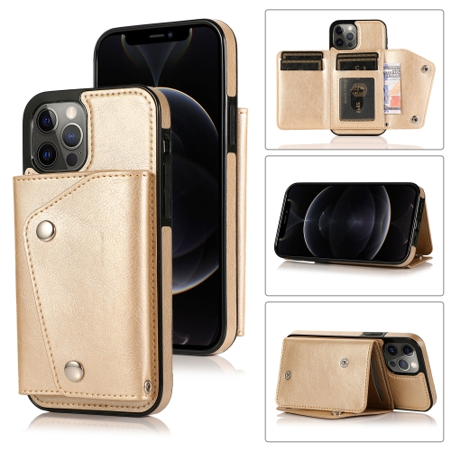 

Shockproof PU + TPU Leather Case with Card Slots & Holder & Photo Frame & Wallet & Lanyard For iPhone 12 / 12 Pro(Gold)