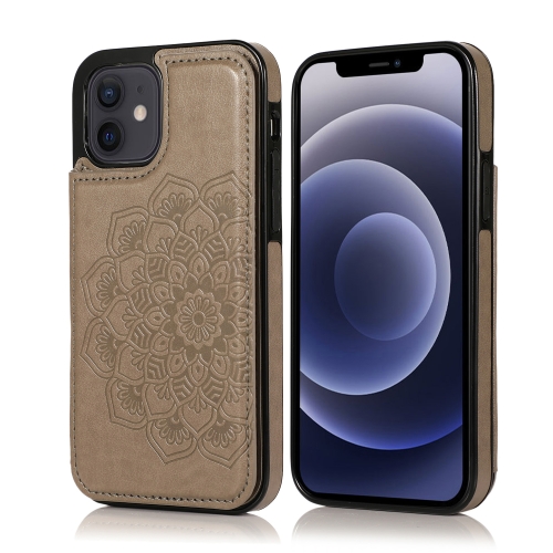

Double Buckle Mandala Pattern PU+TPU Protective Case with Card Slots & Holder & Photo Frame For iPhone 12 mini(Grey)