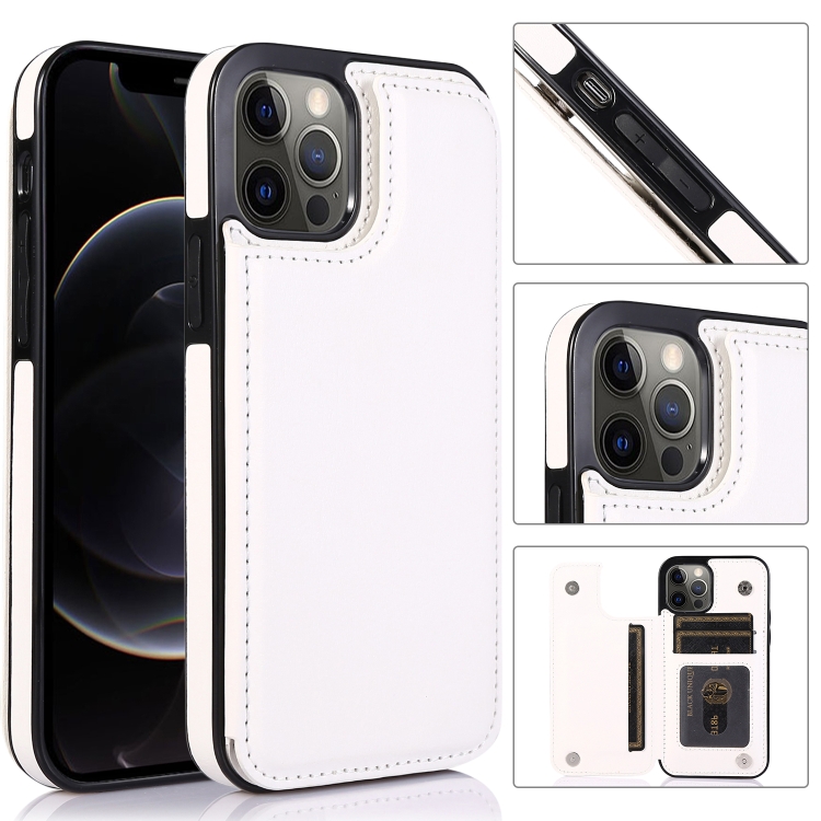 

Shockproof PU + TPU Leather Case with Card Slots & Holder & Photo Frame & Wallet For iPhone 12 / 12 Pro(White)