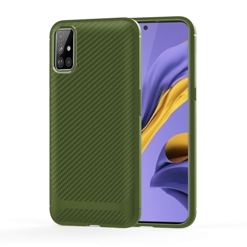 

For Samsung Galaxy A41 Carbon Fiber Texture Shockproof TPU Protective Case(Green)