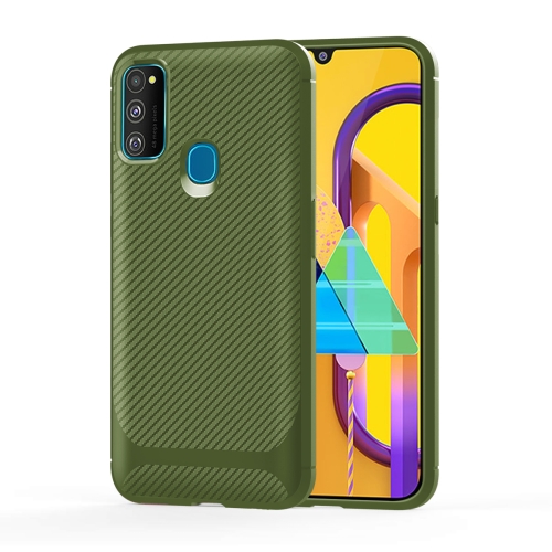 

For Samsung Galaxy A21s Carbon Fiber Texture Shockproof TPU Protective Case(Green)