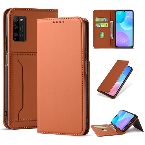 

For Huawei Honor 30 Lite Strong Magnetism Liquid Feel Horizontal Flip Leather Case with Holder & Card Slots & Wallet(Brown)