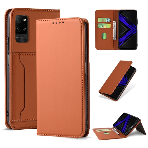 

For Huawei Honor Play 4 Pro Strong Magnetism Liquid Feel Horizontal Flip Leather Case with Holder & Card Slots & Wallet(Brown)