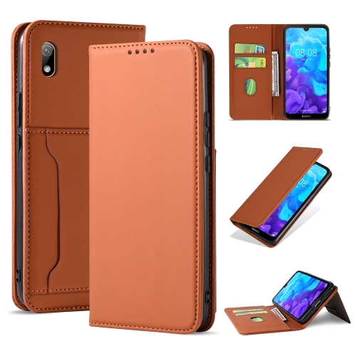 

For Huawei Honor 8S / Y5 (2019) Strong Magnetism Liquid Feel Horizontal Flip Leather Case with Holder & Card Slots & Wallet(Brown)