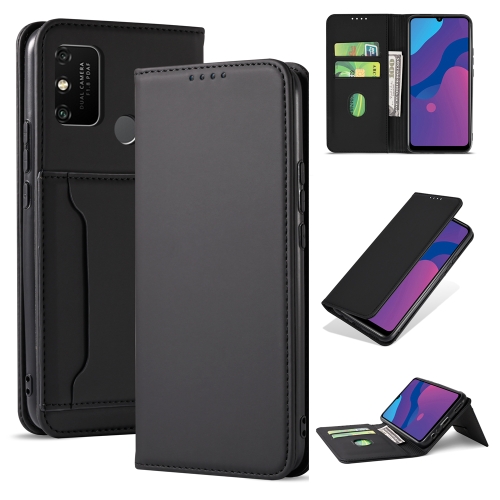 

For Huawei Honor 9A Strong Magnetism Liquid Feel Horizontal Flip Leather Case with Holder & Card Slots & Wallet(Black)