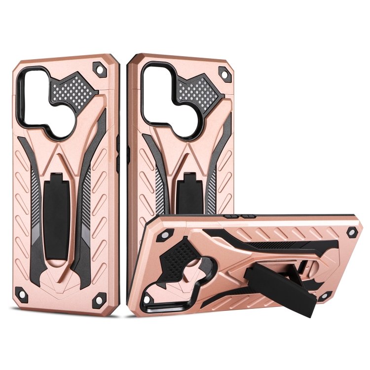 

For OPPO A53 (2020) Shockproof TPU + PC Protective Case with Holder(Rose Gold)