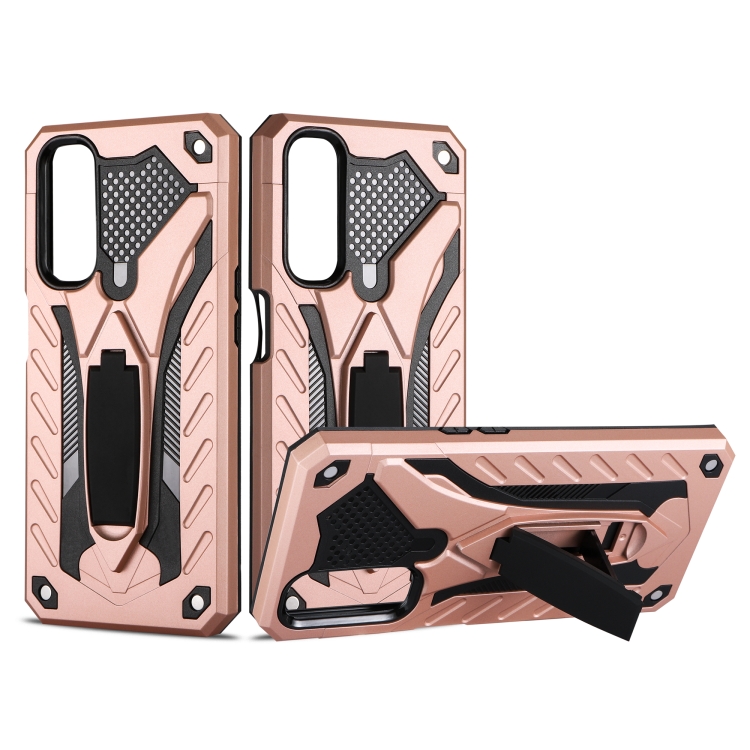 

For OPPO Realme 7 Shockproof TPU + PC Protective Case with Holder(Rose Gold)