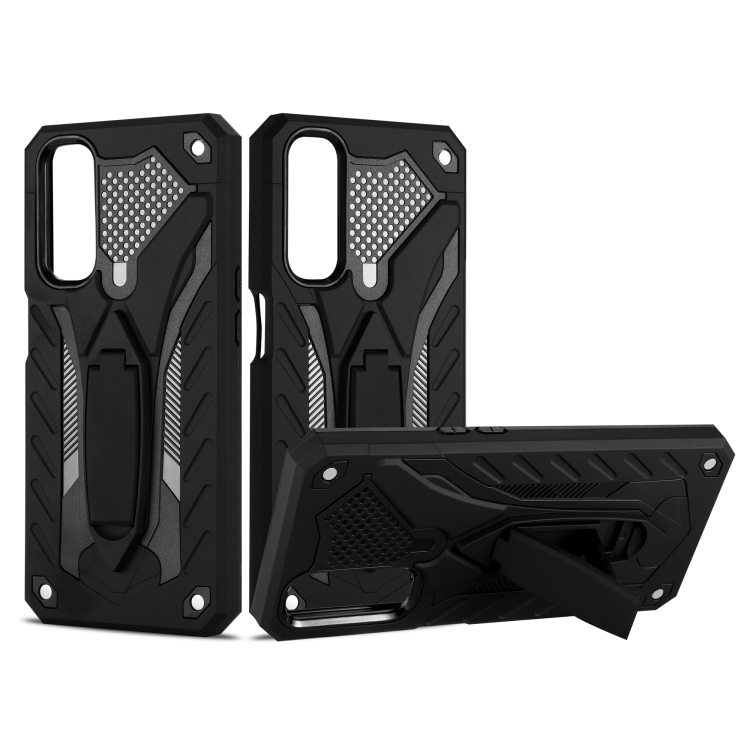 

For OPPO Realme 7 Shockproof TPU + PC Protective Case with Holder(Black)