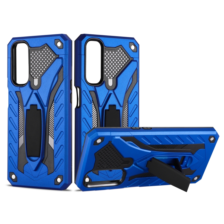 

For OPPO Realme 7 Shockproof TPU + PC Protective Case with Holder(Blue)