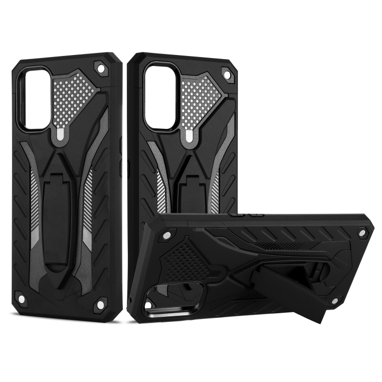 

For OPPO Realme 7 Pro Shockproof TPU + PC Protective Case with Holder(Black)