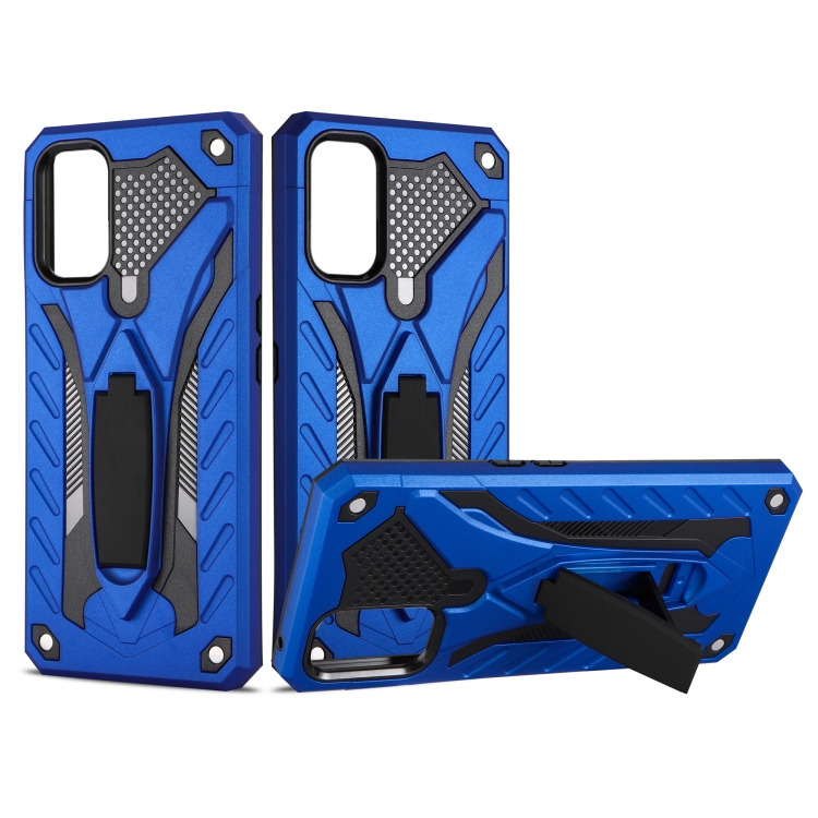 

For OPPO Realme 7 Pro Shockproof TPU + PC Protective Case with Holder(Blue)