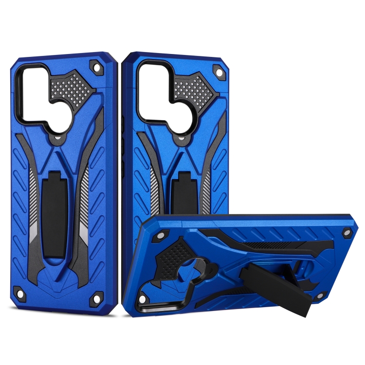 

For OPPO Realme C17 / 7i Shockproof TPU + PC Protective Case with Holder(Blue)