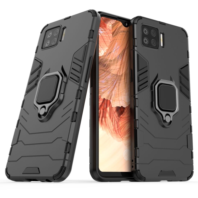 

For OPPO F17 Shockproof PC + TPU Protective Case with Magnetic Ring Holder(Black)