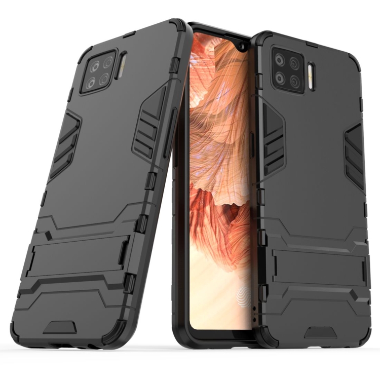 

For OPPO F17 PC + TPU Shockproof Protective Case with Invisible Holder(Black)