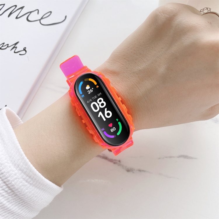 

For Xiaomi Mi Band 5 / 4 Universal Silicone Transparent Replacement Strap Watchband(Red)